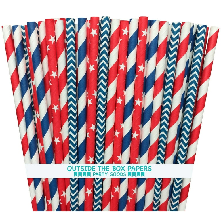100 Red, Yellow, Green and Blue Striped Straws Primary Colors, Birthday  Party Supply, Baby Shower, Biodegradable Straws 