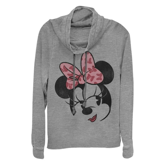 Junior's Mickey & Friends Minnie Vintage Portrait Cowl Neck Sweatshirt