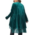 thumbnail image 3 of Agnes Orinda Women's Plus Size Cardigan Ruffled Asymmetric Open Front Long Velvet Jackets 3X Green, 3 of 6