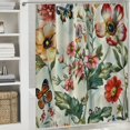 thumbnail image 6 of Chilfamy Extra Long Shower Curtain Length, Aesthetic Red and White Floral Shower Curtain Sets with Hooks for Bathroom,Water Resistant Polyester Fabric White, 6 of 7