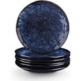 thumbnail image 1 of TEMOGU-Ceramic Dessert Salad Plates, 8 Inch, Set of 6, Round, Microwave, Oven, and Dishwasher Safe, Scratch Resistant, Porcelain Fluted Suitable for Snacks, Appetizer, Home, Restaurant (Blue), 1 of 4