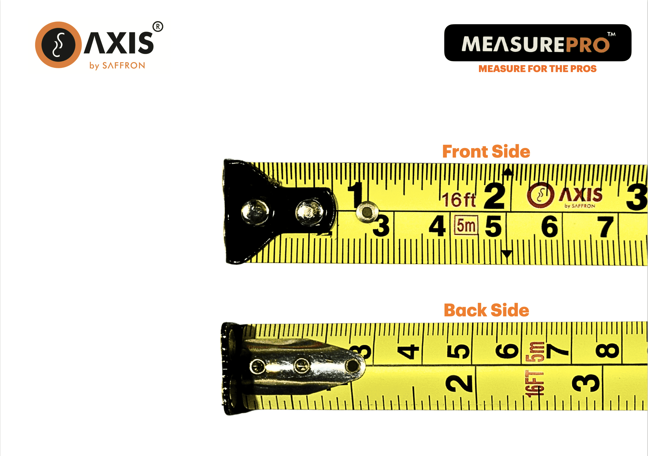 AXIS® MEASUREPRO™ 25mm Dual-Sided Tape Measure with Magnetic Hook, 2 Stop Autolocks, 8m/27ft