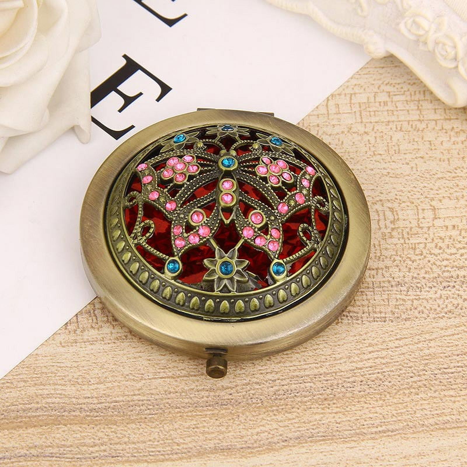 Folding Pocket Mirror Round Compact Double-sided Vintage Hollow Makeup  Mirrors - Walmart.com