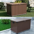 thumbnail image 5 of Garvee 150 Gallon Metal Deck Box,Large Outdoor Storage Box with Soft-Close Lid, Wheels & Side Handles, Brown, 5 of 8
