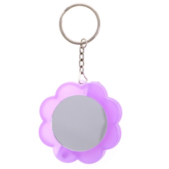 Flower Mirror Grape Lipgloss Comb Split-Ring-Keychain Purple/Silver-Tone