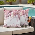 thumbnail image 2 of Outdoor Pillow Covers 16x16 Set of 2, Pink Eucalyptus Leaves Waterproof Patio Throw Pillow Covers for Couch Sofa Chair, Summer Botanical Watercolor Decorative Pillowcases for Throw Pillows, 2 of 9