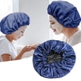 thumbnail image 2 of 1 Sleeping Cap Bradem Clear Out Deal, Double Layer Double Satin Sleep Cap Adjustable Drawstring Silk Satin Protective Sleep Cap Turban Hair Cap Large, Hair Care Blue1, Polyester Hair Care Net, 2 of 6