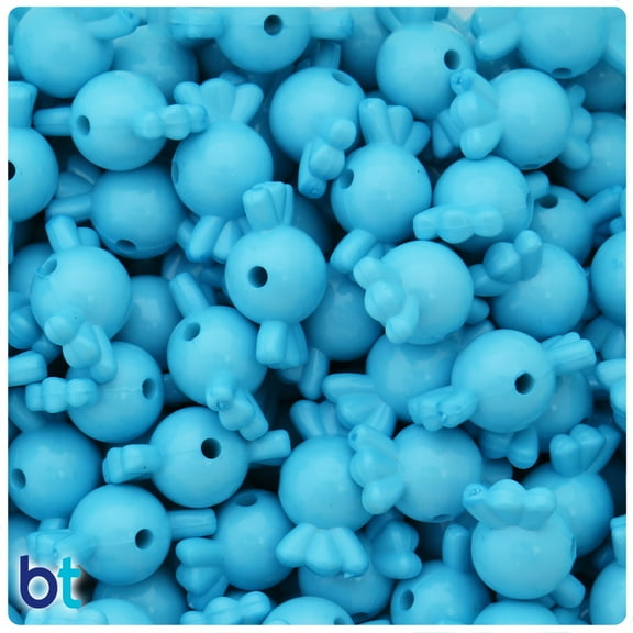 BeadTin Light Blue Opaque 21mm Candy Plastic Beads (30pcs)