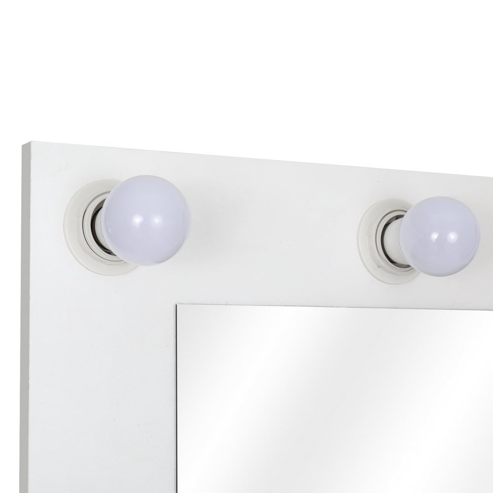 Lowestbest Make Up Table, Single Drawer Dresser with Light Cannon and Large Mirror, White, Warm Light Lowestbest Make Up Table, Single Drawer Dresser with Light Cannon and Large Mirror, White, Warm Light