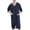 Navy, variant on Men's Soft House Coat Summer Robe Waffle Housecoat Cool Knee Length Zipper Fall Long Zip Up 3/4 Sleeve Loose Bathrobe White Large