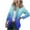 Blue, variant on Lolmot Blazer Jackets for Women Long Sleeve Fashion Business Attire Gradient Color Printeded Cardigan Blazer