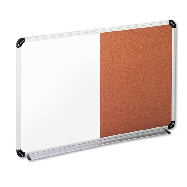 Universal Cork/Dry Erase Board, Melamine, 36 x 24, Black/Gray, Aluminum/Plastic Frame UNV43743