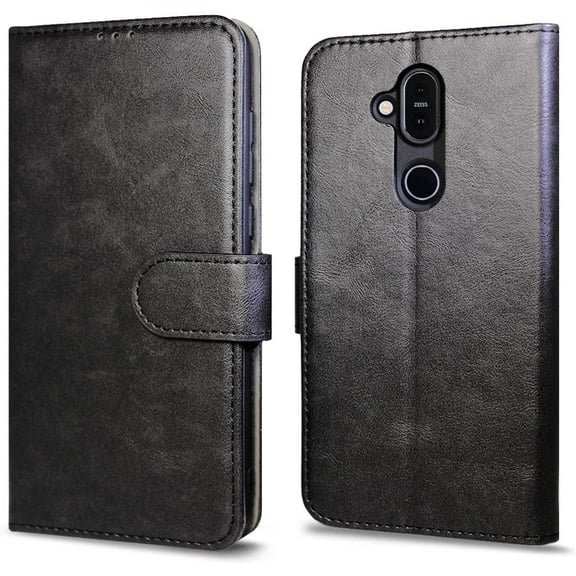 JKase Nokia 8.1 Wallet Flip Case Protective Shock Proof Magnetic Leather Flip Case