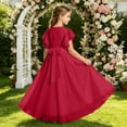 thumbnail image 4 of HAYIMI Child Chiffon Dress For Girls Summer Party Wear Soft Flowy Toddler Formal Evening O-Neck Flutter Sleeve Cozy Dresses, 4 of 5