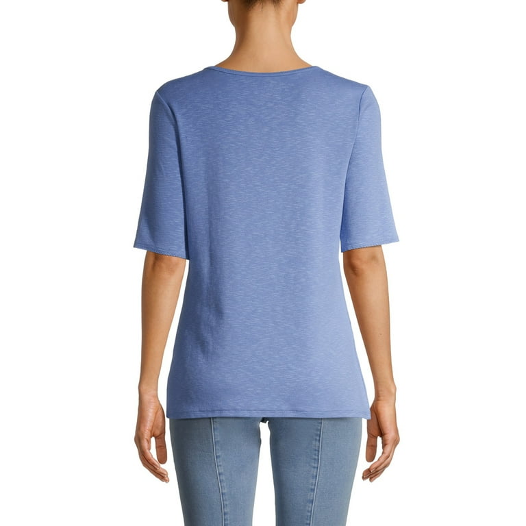 time and tru scoop neck elbow sleeve tee