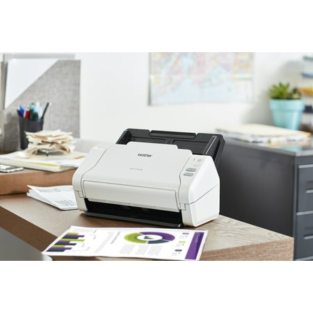 Brother - ADS-2700W Wireless High-Speed Duplex Desktop Color Document Scanner with Touchscreen LCD - White