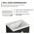 thumbnail image 5 of 24 Inch Wall Mounted Bathroom Vanity with Ceramic Basin, Bathroom Sink Cabinet with 2 Soft Close Doors Gold Metal Handle for Small Room, Black, 5 of 9
