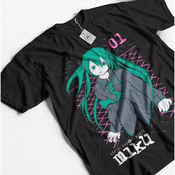 Reprint Rare Serial Experiments Lain T-Shirt Lain Miku Shirt Anime Manga Gift T-shirt