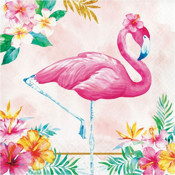 Flamingo Floral Paper Lunch Napkins 16 Per Pack