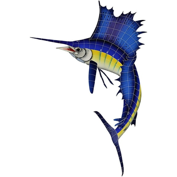 Artistry in Mosaics Sailfish Left Ceramic Swimming Pool Mosaic 60" x 42"