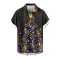thumbnail image 1 of Mens Manga Corta Botón Abajo Camisas, Cuello de Vuelta Navidad Impresa Blusa, Top de Moda Casual, 1 of 4