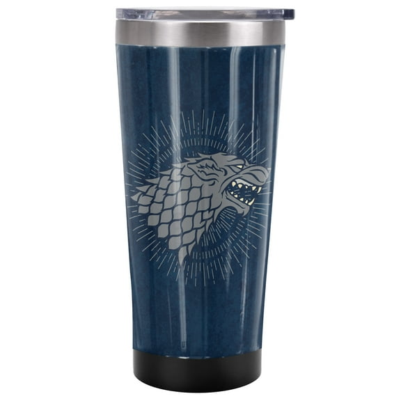 Game of Thrones Official Stark Sigil 20 oz Travel Tumbler, Stainless Steel, Vacuum Insulated with Leak Resistant Slide-Lock Lid