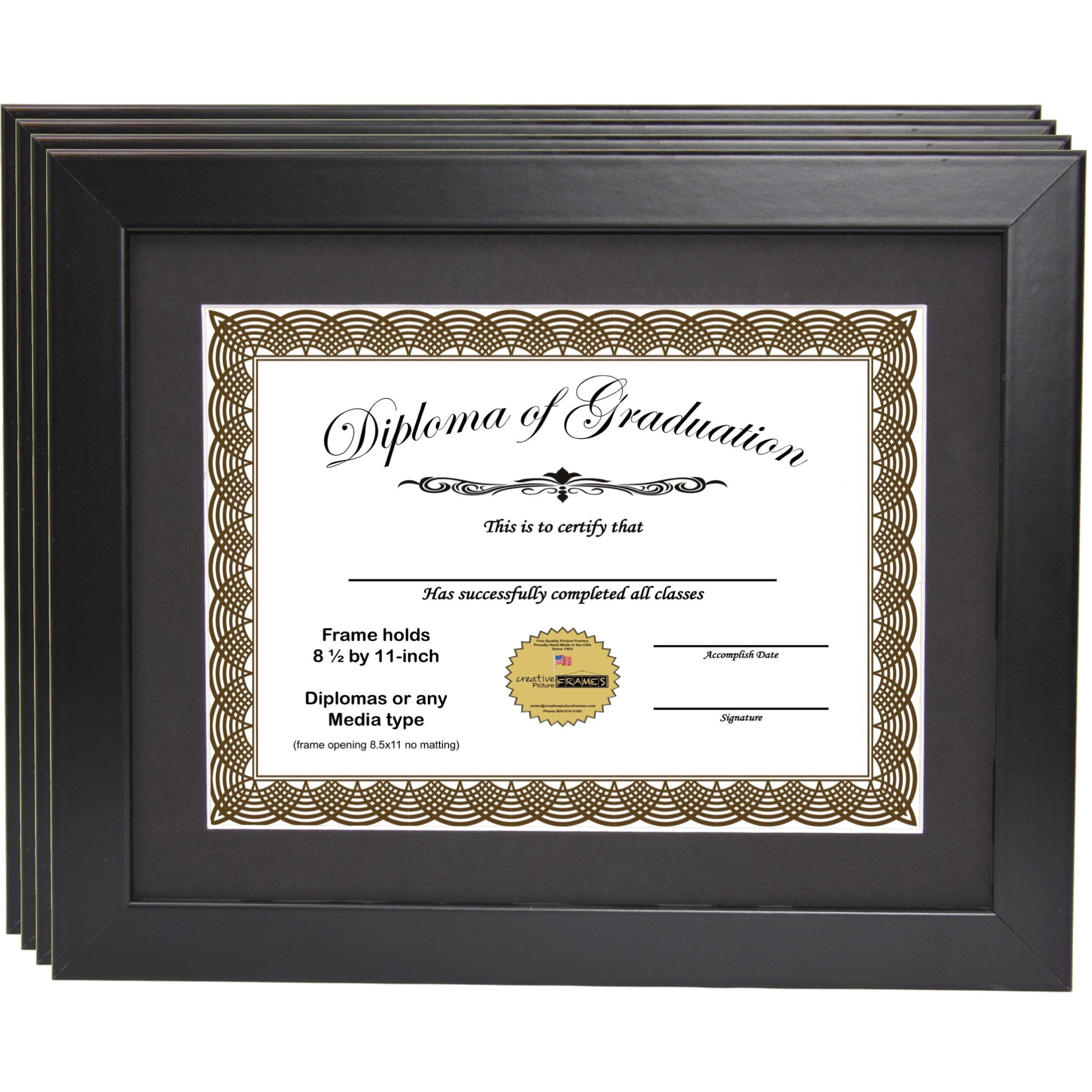 11x14 Black Solid Pine Wood Picture Photo Certificate Diploma Frame w/ White Mat 