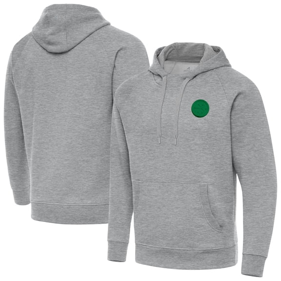 Men's-Antigua Heather Gray Pittsburgh Steelers St. Patrick's Day Victory Pullover Hoodie
