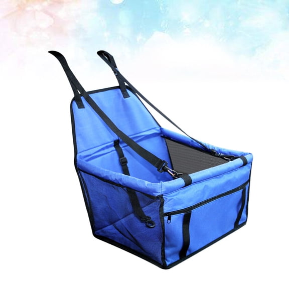 IBASETOY 1Pc Blue Mesh Pet Car Bed with Breathable Sides Adjustable Safety Leash and Straps for Secure Fit