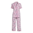 thumbnail image 4 of Secret Treasures Short Sleeve Collared Printed Pajamas (Women's Plus) 2 Piece Set, 4 of 6