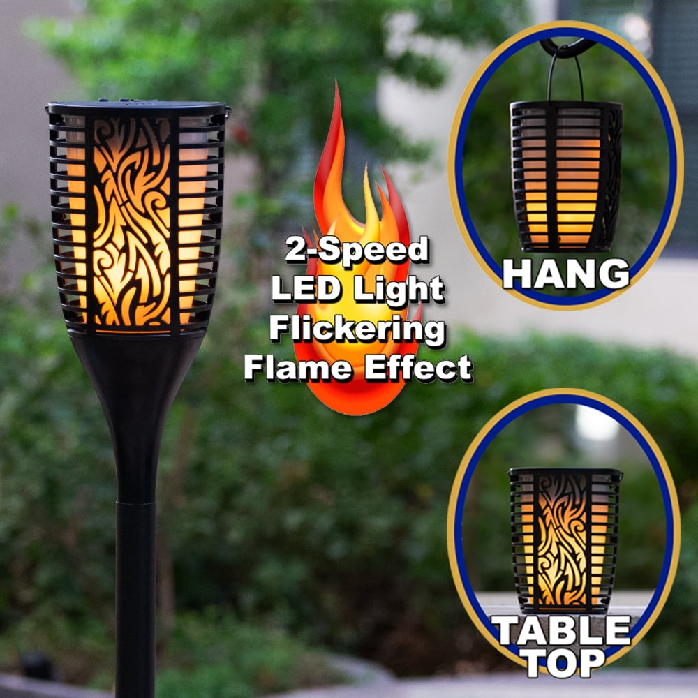Theater Solutions TT100 Fully Wireless 120 Watt Rechargeable Battery Bluetooth Tiki Torch Speaker 2 Pack Lanterns Link Up To 99 Speakers Wirelessly