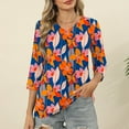 thumbnail image 4 of HomeGardon 3/4 Length Sleeve Womens Tops Summer Tops for Women Ladies' Fashionable Casual Printed V-neck Three Quarter Sleeve 3/4 Sleeve T-shirt,S-XXXL, 4 of 7