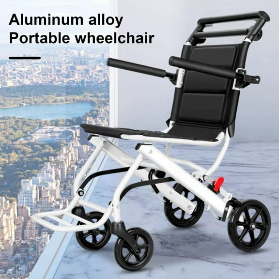 DJZ Portable Folding Transport Wheelchair Weight 18lbs Support 200Lbs