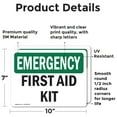 thumbnail image 2 of (2 Pack) First Aid Kit OSHA Emergency Sign 10 Inch X 7 Inch Vinyl Label Decal Sticker Weather Resistant, UV Protected for Workplace, Business, and Construction Site, Made in the USA, 2 of 7
