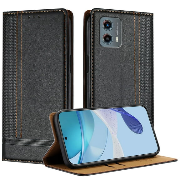 for Motorola Moto G 5G 2024 Slim Case with Card Holder, Premium PU Leather Wallet Case with Flip Card Slots Kickstand & Magnetic Closure for Motorola Moto G 5G 2024, Black