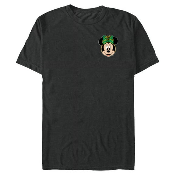 Disney Minnie Mouse Happy Christmas Headband Corner Art - Short Sleeve Blended T-Shirt for Adults - Customized-Dark Heather