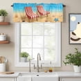 thumbnail image 2 of Welcome Summer Beach Valance Curtain Coastal Watercolor Sky Ocean Seashell Loungers Window Valances Rod Pocket Short Curtains Window Treatments for Kitchen Bedroom Bathroom Laundry 54" x 18", 2 of 9