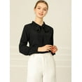 thumbnail image 3 of Allegra K Camisa Casual Con Botones Manga Larga Corbata De Lazo Para Mujer Negro M, 3 of 6