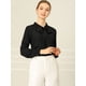 thumbnail image 3 of Allegra K Camisa Casual Con Botones Manga Larga Corbata De Lazo Para Mujer Negro M, 3 of 6