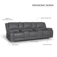 thumbnail image 5 of Ellesophas Living Room 109" Manual PU Leather Reclining Sectional Sofa with Footrest, Storage Console & 4 Cup Holders, Gray, 5 of 12