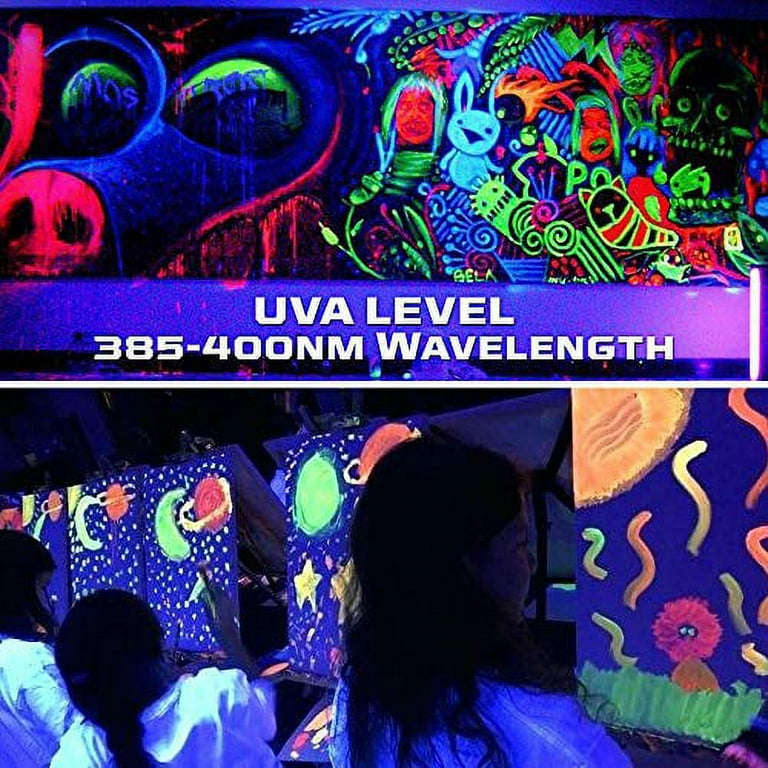 GREENIC UV LED Black Light Bulb 2 Pack, 8W (60W Equivalent) A19 E26  Blacklight Bulb UVA Level 385-400nm, Glow in Dark for Body Paint Club Party  Neon