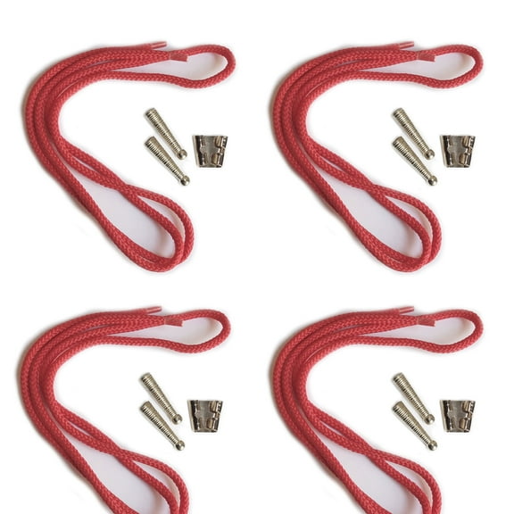 Blank Bolo Tie Kit Standard Slide Ridge Tip Silvertone Parts Red Cord Pk/4