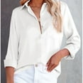 thumbnail image 2 of Women's shirts, V-neck, button placket, long-sleeved shirt, chest pocket, 2 of 4