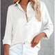 thumbnail image 2 of Camisas de mujer con cuello en V, tira de botones, camisa de manga larga, bolsillo en el pecho, 2 of 4