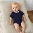 thumbnail image 2 of Zhuashum Rompers For Boys 6-9 Months Boys Short Sleeve Romper Round Neck Bodysuits Sweet Daily Wear Dark Blue, 2 of 4