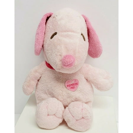 TY Pluffies - SNOOPY the Dog Pink (NO Music) (11.5 inch) Soft Plush