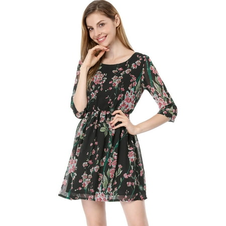 round neck abstract print floral skater dress round neck abstract print floral skater dress