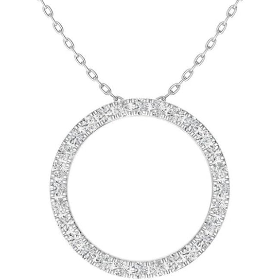 Gems Jewels 1 Ctw Round Cut Diamond Pendant For Women's 14K White Gold Plated 925 Sterling Silver
