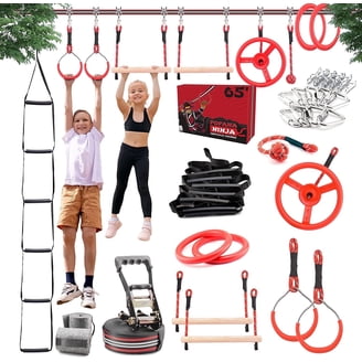 NAIZEA Ninja Warrior Obstacle Course for Kids, 50FT Slackline Kit