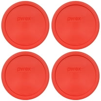 Pyrex 323-PC Red Plastic Round Food Storage Replacement Lid Cover (4-Pack)